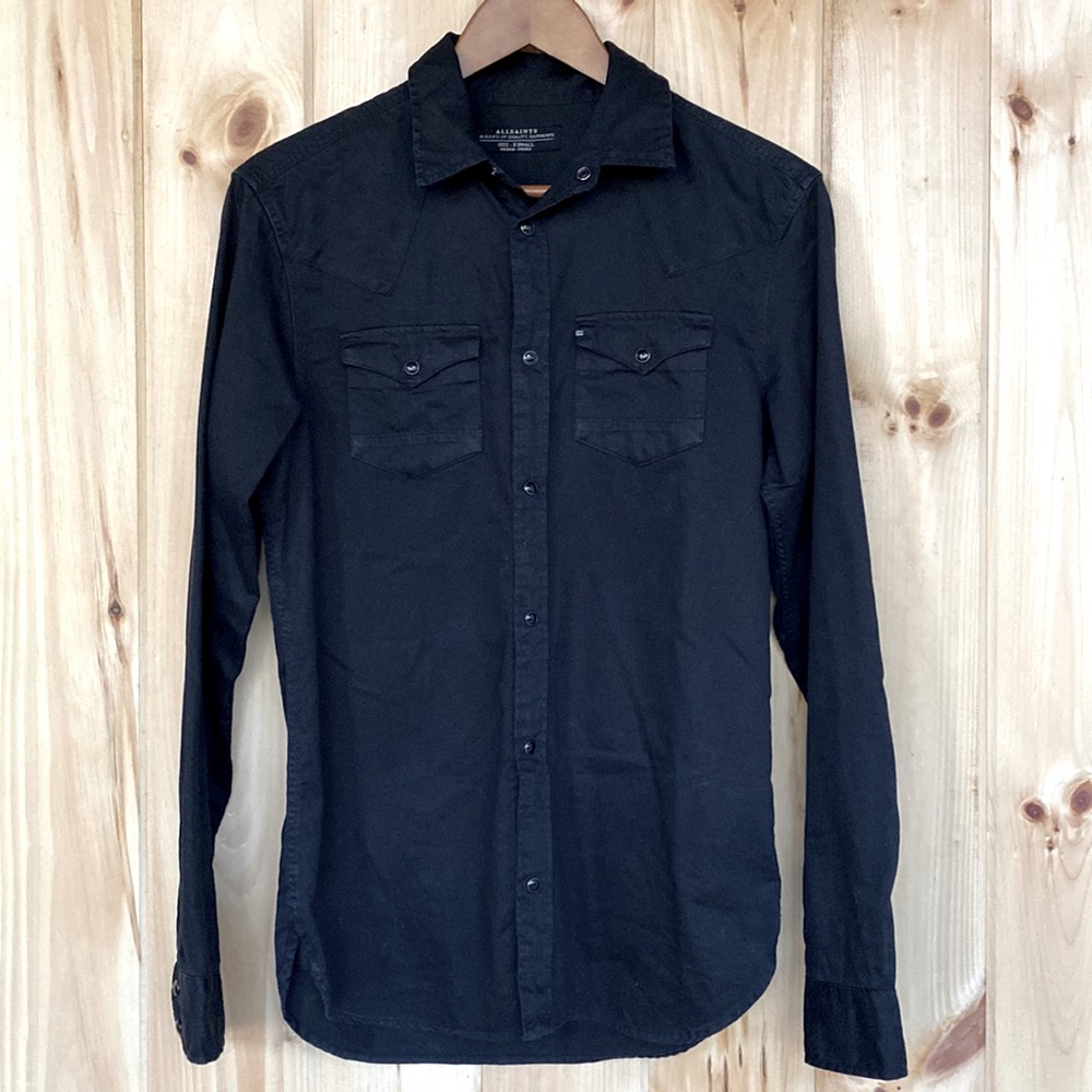 All Saints black button up XS